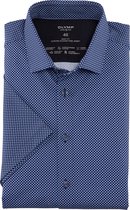 OLYMP 24/7 Level 5 body fit overhemd - korte mouw - tricot - bleu dessin - Strijkvriendelijk - Boordmaat: 40