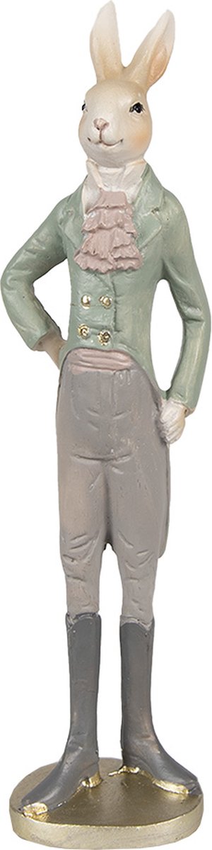Clayre & Eef Beeld Konijn 40 cm Beige Groen Polyresin