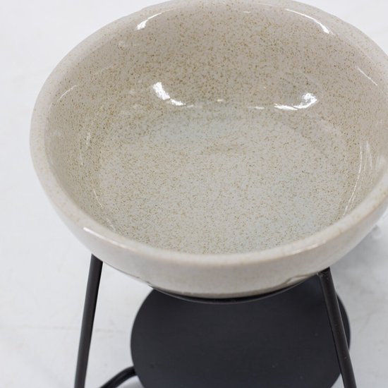 LALAGO Geurlamp van keramiek, geurlicht met kaarslepel, trechtermodel, etherische oliebrander, wassmeltbrander, geurwas, lamp, aroma-diffuser, kaarsbrander (zwart