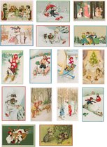 Cartes de Noël nostalgiques - 16 pièces - SC - Images Vintage classiques - Hiver - Neige - Festif - Tour de l'année - Cartes de Noël anciennes Brocante