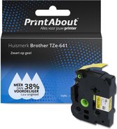 PrintAbout huismerk Tape TZe-641 Zwart op geel (18 mm) geschikt voor Brother