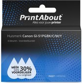 PrintAbout huismerk Inktcartridge GI-51PGBK/C/M/Y 4-kleuren Multipack geschikt voor Canon