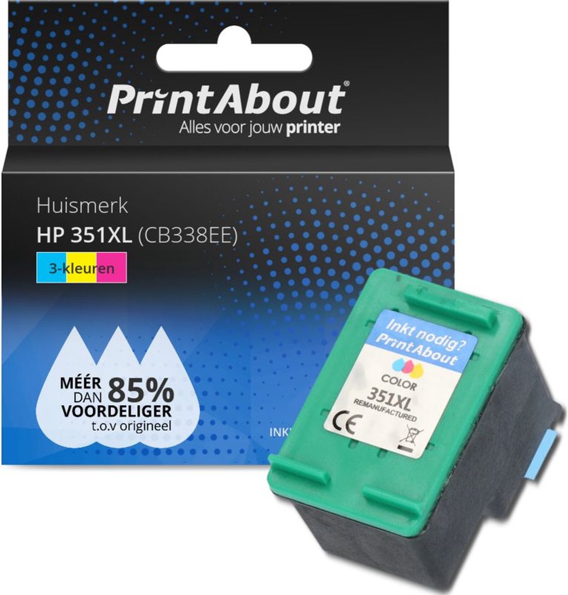 PrintAbout Huismerk HP 351XL (CB338EE) Inktcartridge 3-kleuren Hoge capaciteit