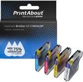 PrintAbout - Inktcartridge / Alternatief voor de Brother LC-1100BK / 4 Kleuren