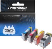 PrintAbout - Inktcartridge / Alternatief voor de Canon PGI-5BK / 4 Kleuren