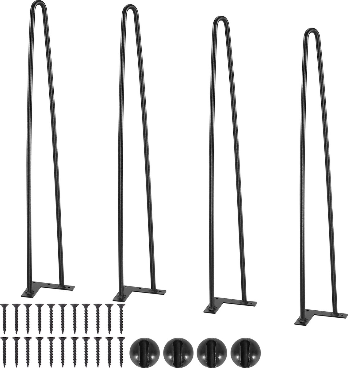 Vevor Set Van 4 Tafelpoten Haarspeldpoten 710mm Hoog 110x110mm Montageplaat Koolstofstaal Gepoedercoate Haarspeldpoten 227kg Draagvermogen Ideaal voor Keukentafels Woonkamer Consoles Studiotafels Zwart