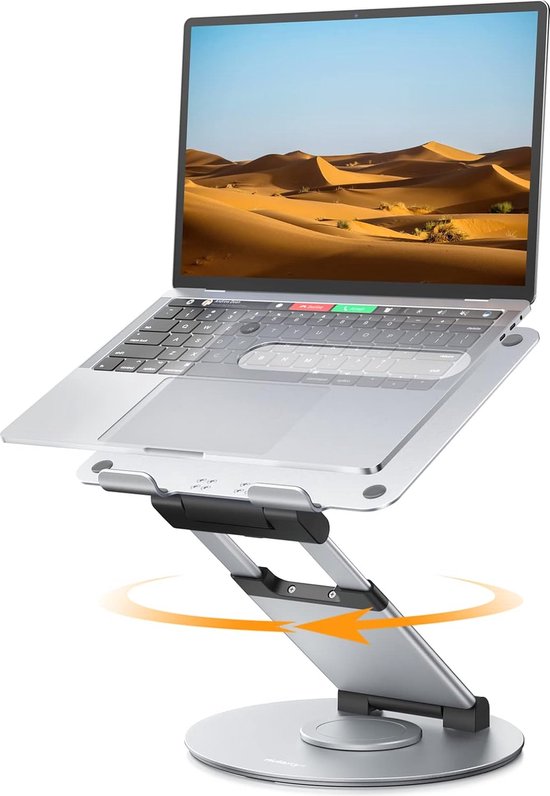 Foto: Laptop standaard verstelbaar aluminium opvouwbaar verticaal met koeling tot 20kg geschikt voor 13 t m 17 inch macbook air macbook pro 13 16 inch laptopstandaard laptop verhoger zilver