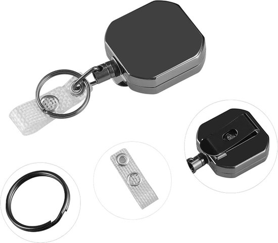 Fako Bijoux® - Uittrekbare Sleutelhanger Met Koord - Skipashouder - Staaldraad - 40mm Fako Bijoux® - Uittrekbare Sleutelhanger Met Koord - Skipashouder - Staaldraad - 40mm