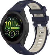 Strap-it Sport siliconen smartwatch bandje 20mm - geschikt voor Garmin Venu / Venu SQ / SQ 2 / Venu 2 Plus / Vivoactive 3 / Vivoactive 5 / Vivomove (HR - Style - Luxe - Sport) / Forerunner 245 / 645 / 55 / 165 - donkerblauw/beige