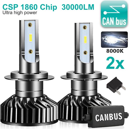 2x Kit Ampoules Phares LED H7 Feux de croisement 100W 30000LM