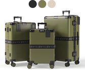 ONYX® Bagage à main et valise d'enregistrement - Ensemble de valises 33L/65L/100 L - Serrure TSA - Roues Spinner - Trolley léger - Fermeture en aluminium - Vert