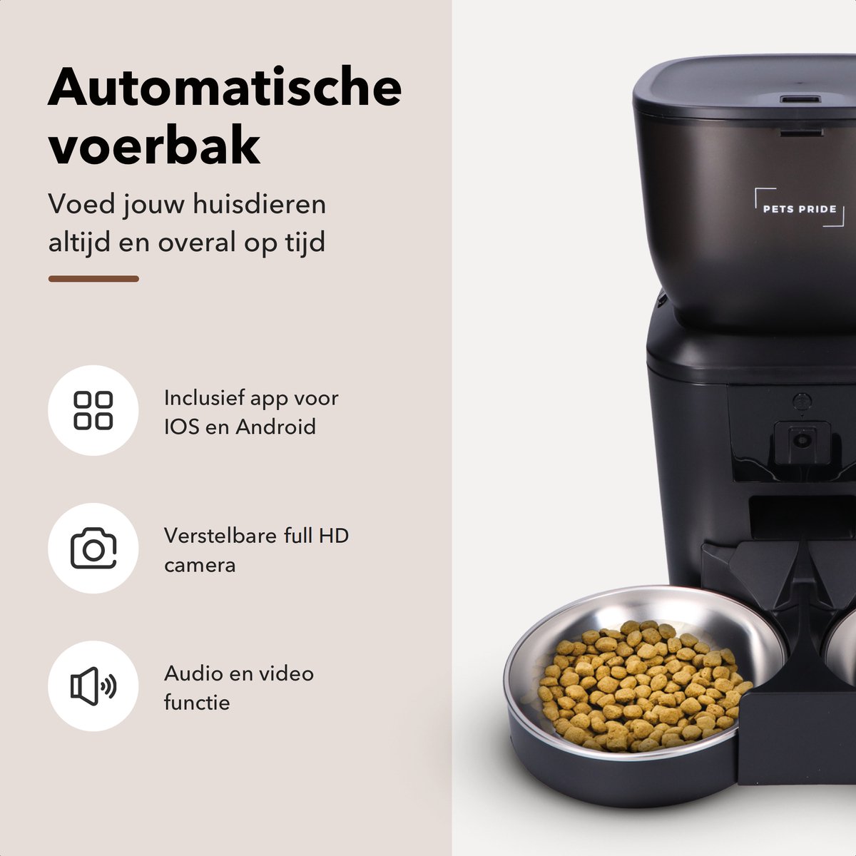 Smart Voerbak Kat met camera - Plastic - Wit - Cam