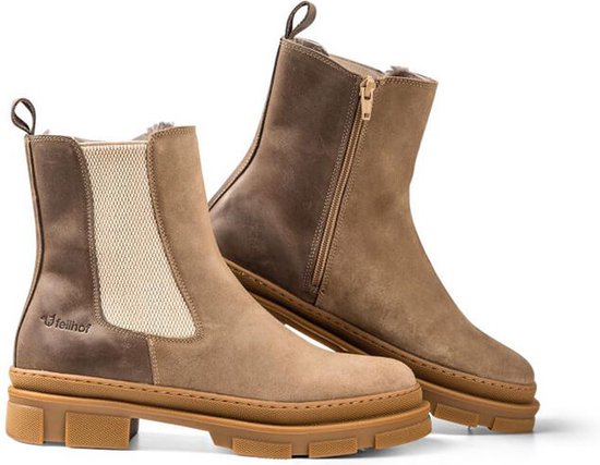 Fellhof Queens warme chelsea boots maat 38 – bruin – gevoerde boots – warme boots - lamswol – suède – natuurlijke isolatie – antislipzool