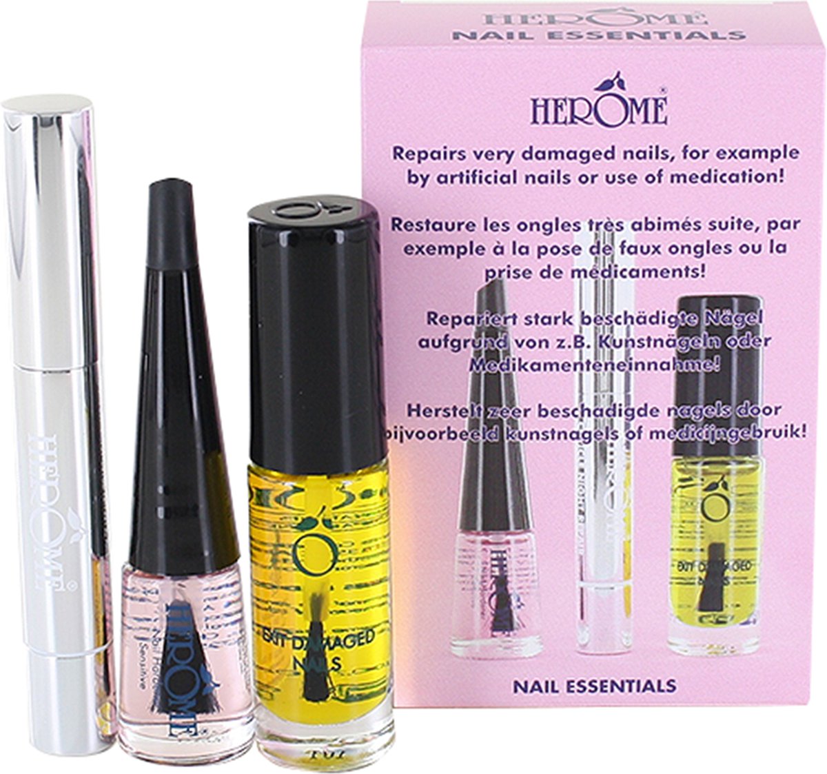 Herome 3 in 1 Manicure met Nagelriemolie, Nagelriemcrème en Nagelverharder - Nagelverzorging voor Beschadigde Nagels - Herome