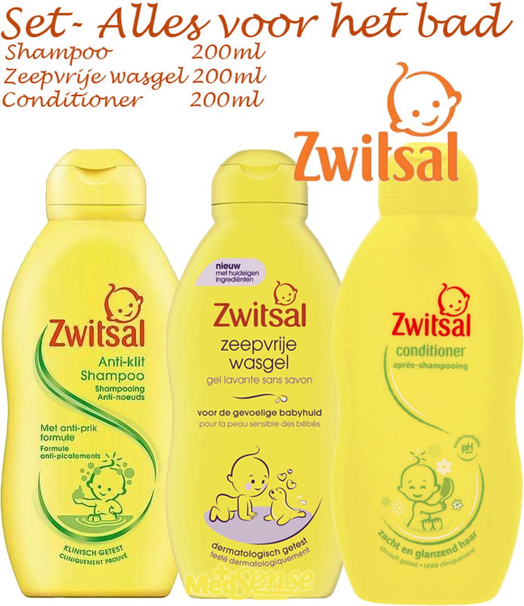Zwitsal Shampoo, conditioner en zeepvrije wasgel a 200ml multi pak