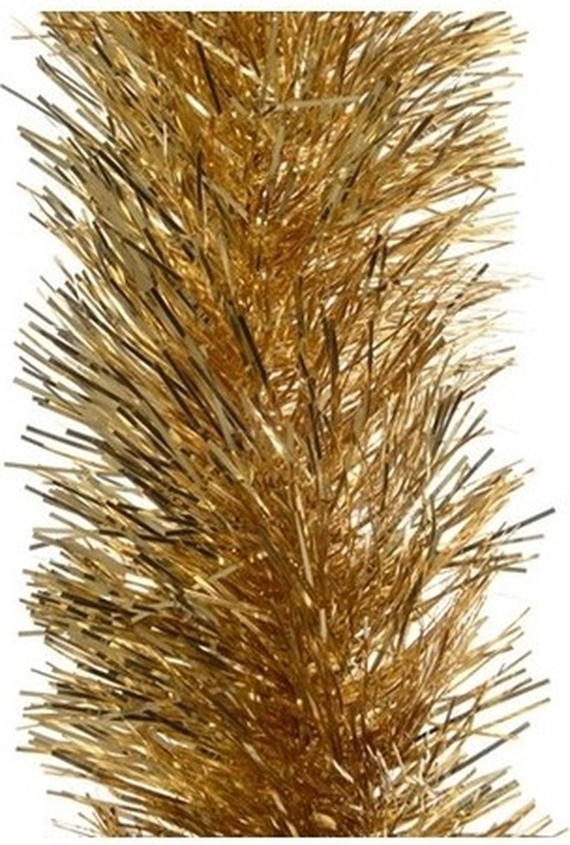 4x Kerstslingers goud 10 cm breed x 270 cm - Guirlande folie lametta - Gouden kerstboom versieringen