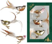 9x stuks luxe glazen decoratie vogels op clip gekleurd 11 cm - Decoratievogeltjes - Kerstboomversiering