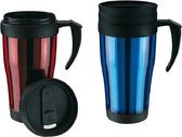 Set de 2x Thermos/Tasses chauffantes rouge et bleu 400 ml - Gobelets isothermes pour café/thé