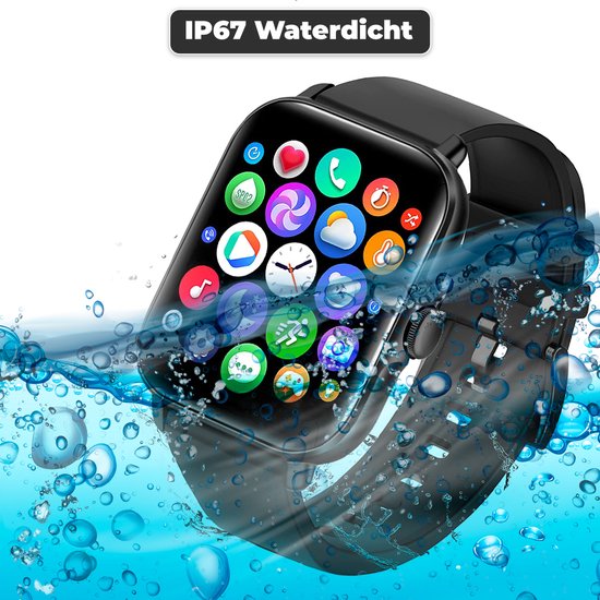 Fance Smartwatch - Zwart - Smartwatch Heren & Dames - HD Touchscreen - Horloge - Stappenteller - Bloeddrukmeter - Saturatiemeter - IOS & Android