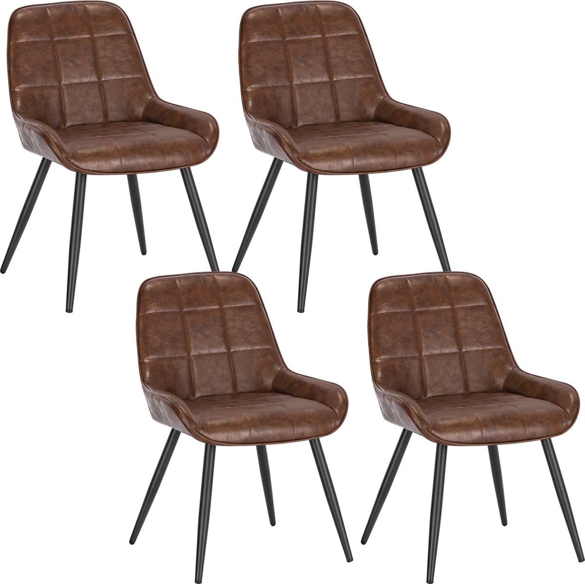 Kamyra® Set van 4 Kunstlederen Eetkamerstoelen - Eetkamerstoel, Stoel, Loungestoel - 52x51