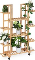 Relaxdays plantenrek bamboe - plantenrek - 11 etages - plantenhouder - binnen - natuur