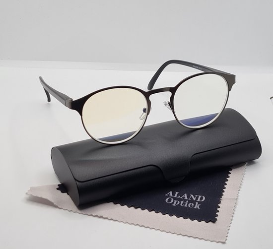 Ronde grijze leesbril +2,0 met brillenkoker en microvezeldoekje - unisex  computerbril... | bol.com