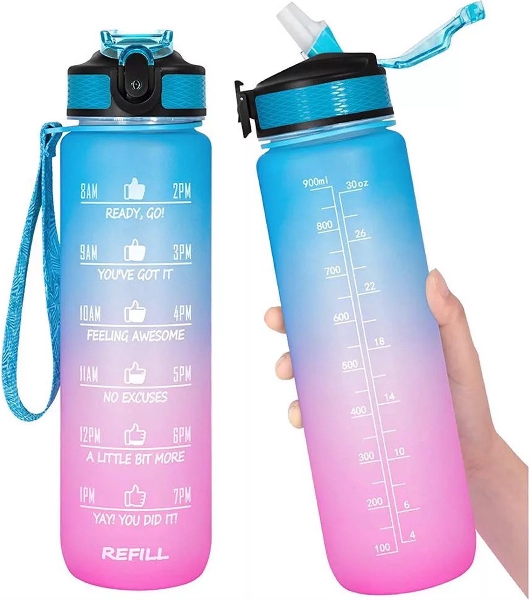 Bouteille Deau Demi Gallon Avec Marqueur De Temps Bouteille Deau De Motivation 64 Oz Avec Paille Et Manche Du 7,74 € | DHgate