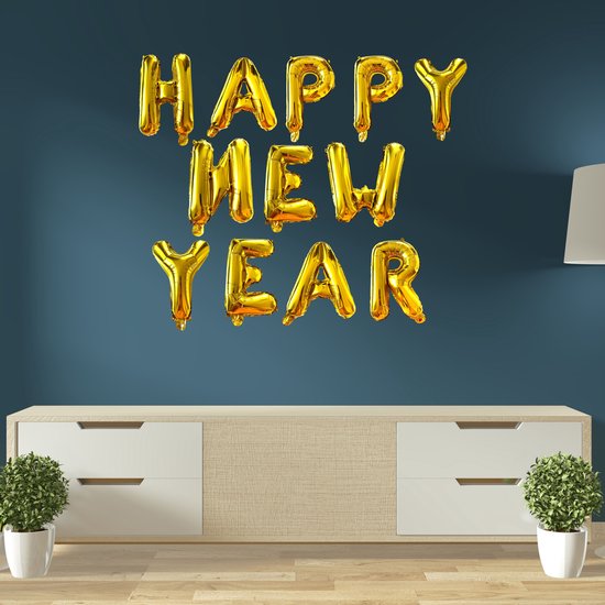 Folieballonnen Happy New Year Goud
