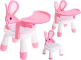 Baby Kinderstoel - Eetstoel - Tafel om te eten en spelen - Konijn - Roze/wit - Speeltafel
