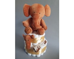 Jollein - Luiertaart - Olifant - Commodemandje - Kraamcadeau Neutraal