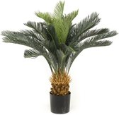 Groene Cycas revoluta/vredespalm kantoor kunstplant 90 cm in zwarte pot - Kantoorplanten/Kunstplanten/nepplanten
