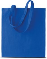 10x stuks basic katoenen schoudertasje in het kobalt blauw 38 x 42 cm met lange hengsels - Boodschappentassen - Goodie bags