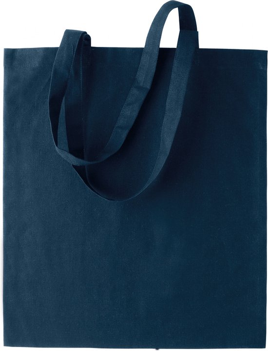 20x stuks basic katoenen schoudertasje in het donkerblauw 38 x 42 cm met lange hengsels - Boodschappentassen - Goodie bags