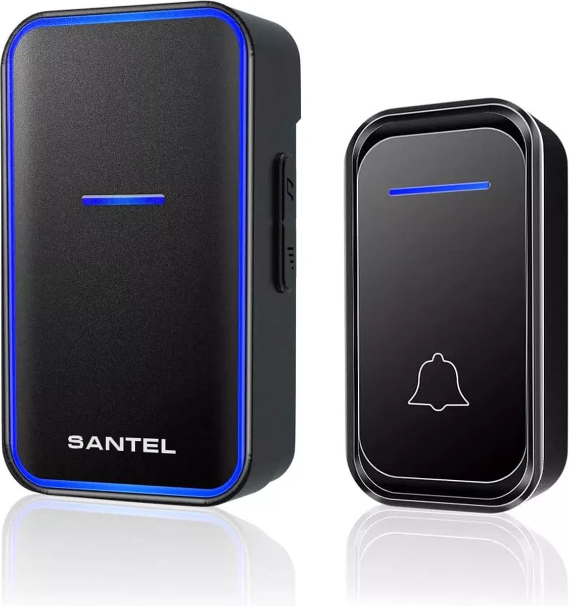 Santel - Draadloze Deurbel - Draadloos - Deur Bel - Deurbellen - Wireless doorbell Waterdicht IP44 - Met Ontvanger - Zwart
