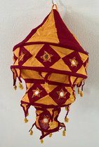 Hand made Traditional Pipli Hanging Cotton Lantern/ Lamp shade with Embroidered Mirror Work from Odisha (Multicolor)