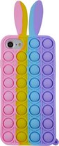 Peachy Bunny Pop Fidget Bubble siliconen hoesje voor iPhone 7, 8 en iPhone SE 2020 SE 2022 - kleurrijk