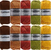 Paquet de fil de coton Cotton Eight Autumn - 10 pelotes - marron vert ocre