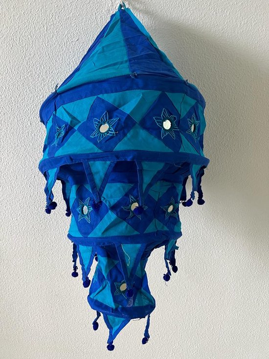 Hand made Traditional Pipli Hanging Cotton Lantern/ Lamp shade with Embroidered Mirror Work from Odisha(Multicolor)