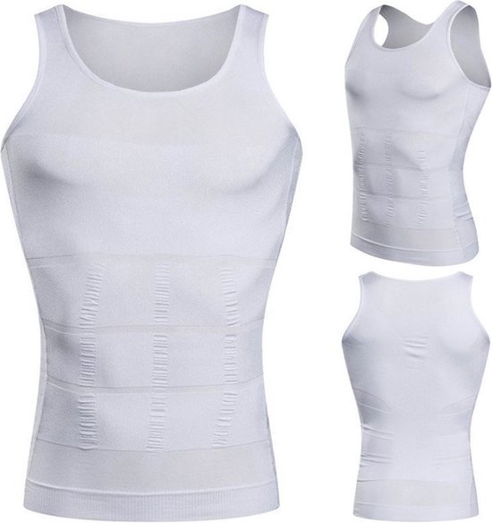 New Age Devi - Corrigerend Hemd - Mannen - Wit - Medium - Ondersteuning - Body Buik - Shapewear Shirt - Correctie Hemd - Buik weg - Buik verbergen - Strak lichaam