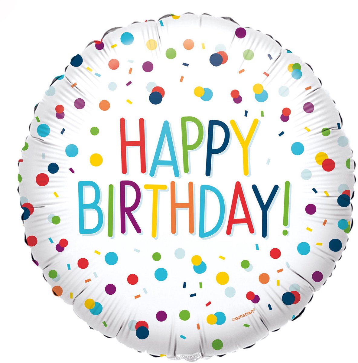 Folieballon Confetti Print Happy Birthday Wit - 45cm