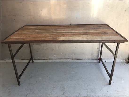 Folding table wood,iron fr.160x80H80cm