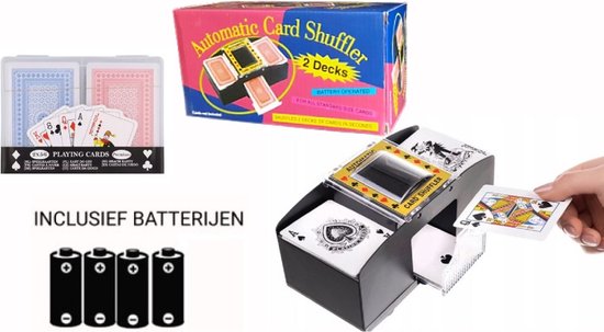 Afbeelding van het spel Automatische Kaartenschudmachine + 2 Sets Speelkaarten (2x56) + Batterijen | Poker Poker Shuffler 785 | Kaarten | Poker | Blackjack
