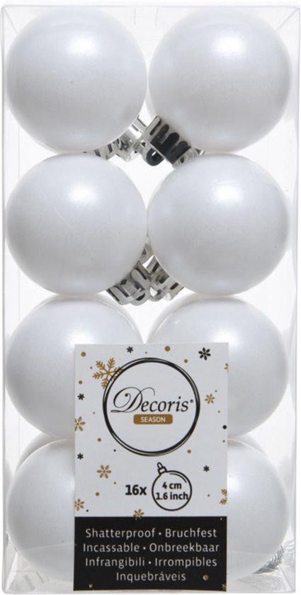 32x pcs boules de Noël en plastique mélange de rouge, blanc et bleu 4 cm - Décorations de Noël
