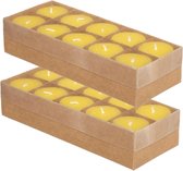 20x stuks antimuggen Citronella stomp kaarsjes 7 branduren geel - Geurkaarsen citrus geur