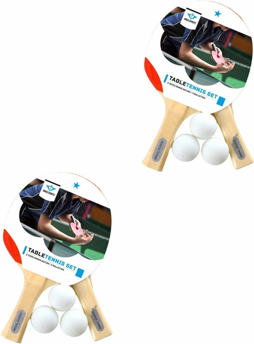 Engelhart Tafeltennis - 2x Set - 2 batjes en 3 balletjes - pingpong set - tafeltennisspel