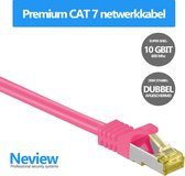 Neview - Cat 7 S/FTP netwerkkabel - 100% koper - 50 cm - Roze - Dubbele afscherming - Cat 7 Internetkabel