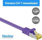 Neview - Cat 7 S/FTP netwerkkabel - 100% koper - 50 cm - Paars - Dubbele afscherming - Cat 7 Internetkabel
