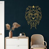 Wanddecoratie | Geometrische Leeuwenkop / Geometric Lion Head | Metal - Wall Art | Muurdecoratie | Woonkamer | Buiten Decor |Gouden| 32x45cm