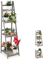 Plantentrap - 4 etages - hout - inklapbaar - 160x41x50 cm - grijs