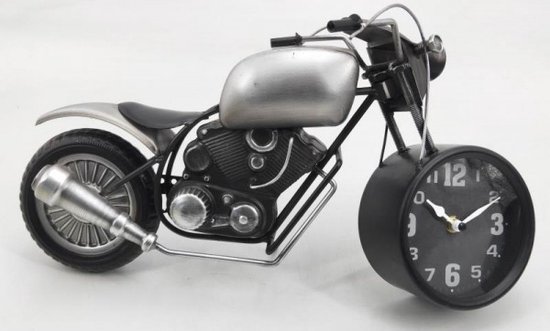 tafelklok - 23 cm hoog - metaal motorfiets